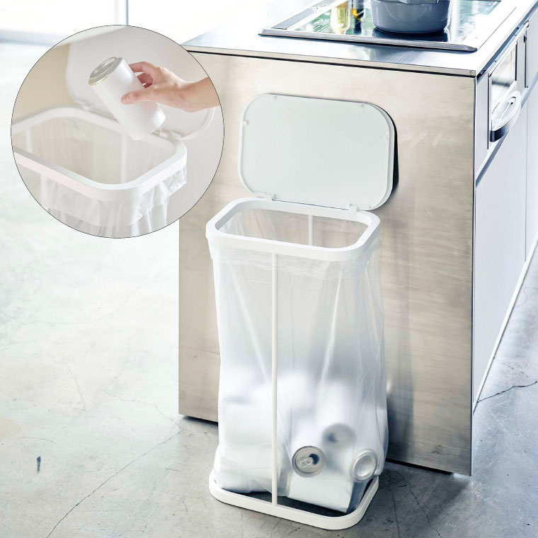 横開き分別ゴミ袋ホルダー ルーチェ 山崎実業 ゴミ箱 LUCE ホワイト/ブラック 4907 4908 タワーシリーズ