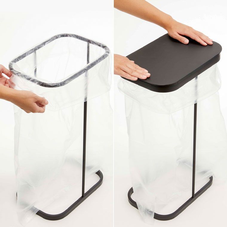 横開き分別ゴミ袋ホルダー ルーチェ 山崎実業 ゴミ箱 LUCE ホワイト/ブラック 4907 4908 タワーシリーズ