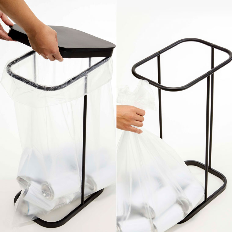 横開き分別ゴミ袋ホルダー ルーチェ 山崎実業 ゴミ箱 LUCE ホワイト/ブラック 4907 4908 タワーシリーズ