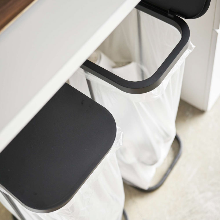 横開き分別ゴミ袋ホルダー ルーチェ 山崎実業 ゴミ箱 LUCE ホワイト/ブラック 4907 4908 タワーシリーズ