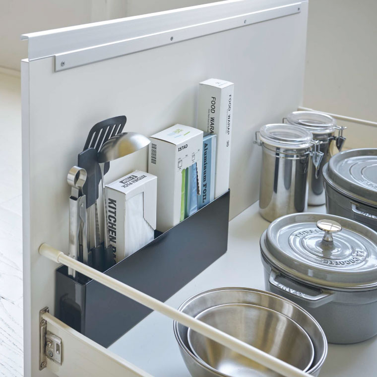 シンク下仕切り付きワイドラック タワー 山崎実業 tower ホワイト/ブラック 4924 4925 タワーシリーズ