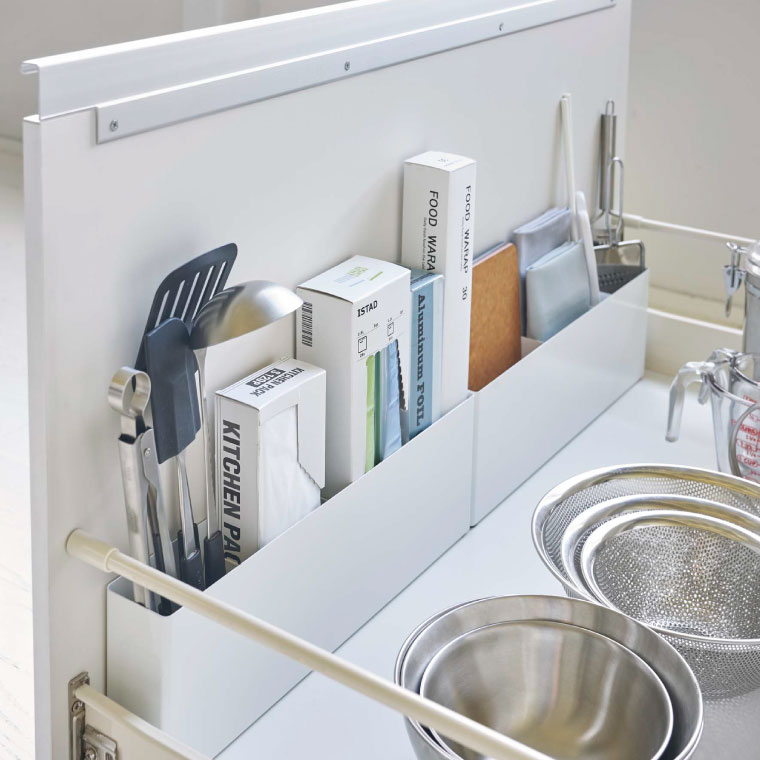 シンク下仕切り付きワイドラック タワー 山崎実業 tower ホワイト/ブラック 4924 4925 タワーシリーズ