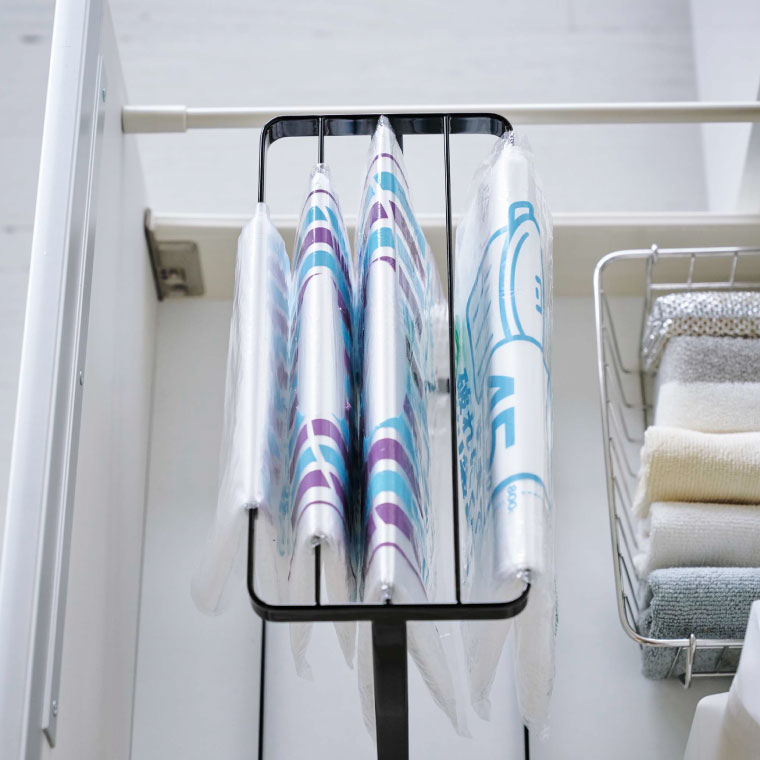 シンク下ポリ袋収納 タワー 山崎実業 tower ホワイト/ブラック 4926 4927 タワーシリーズ