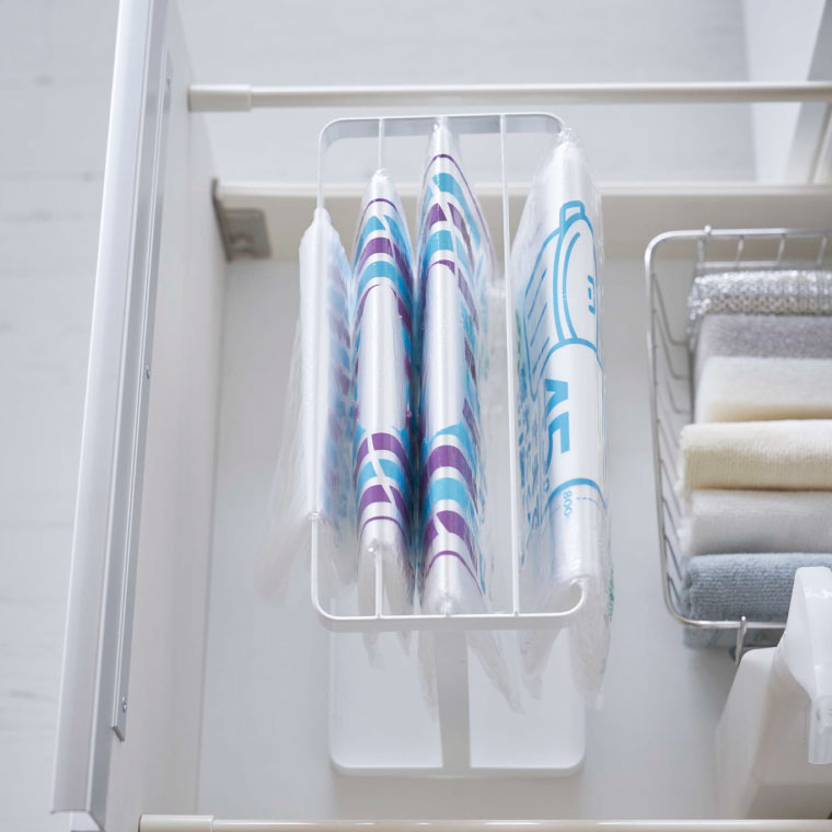 シンク下ポリ袋収納 タワー 山崎実業 tower ホワイト/ブラック 4926 4927 タワーシリーズ