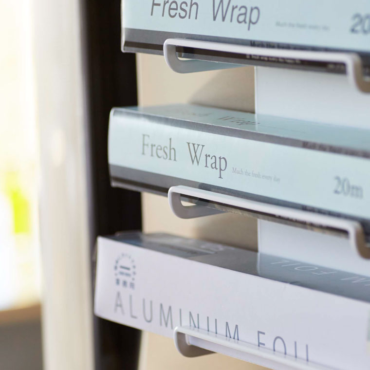 マグネットラップホルダー ３段 タワー 山崎実業 tower ホワイト/ブラック 4939 4940 タワーシリーズ