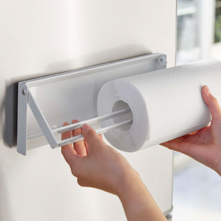 片手でカットマグネットキッチンペーパーホルダー タワー 山崎実業 tower キッチンペーパーホルダー ホワイト/ブラック 4941 4942 タワーシリーズ