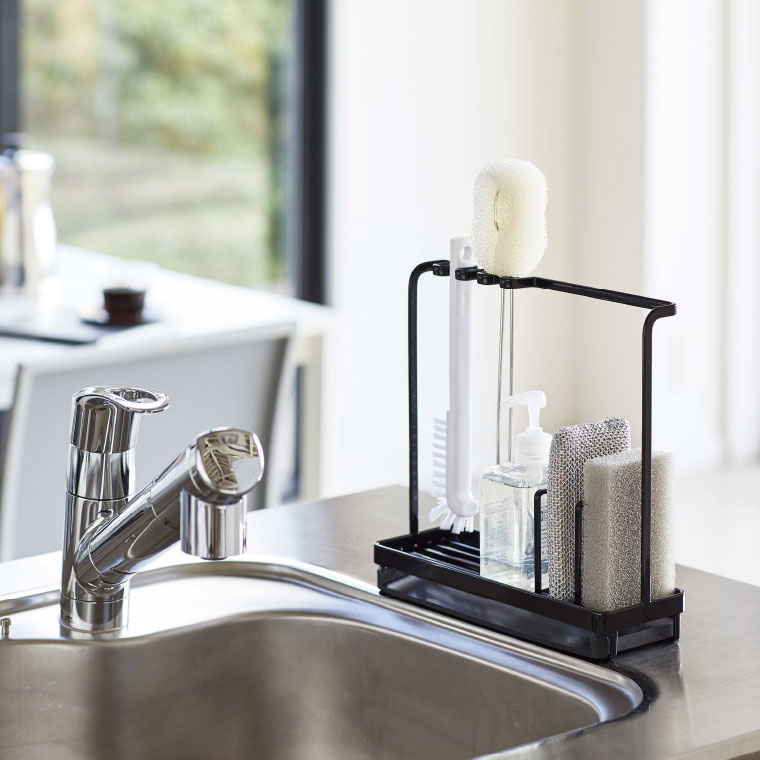 スポンジ&クリーニングツールスタンド タワー 山崎実業 tower スポンジラック ホワイト/ブラック 4993 4994 タワーシリーズ