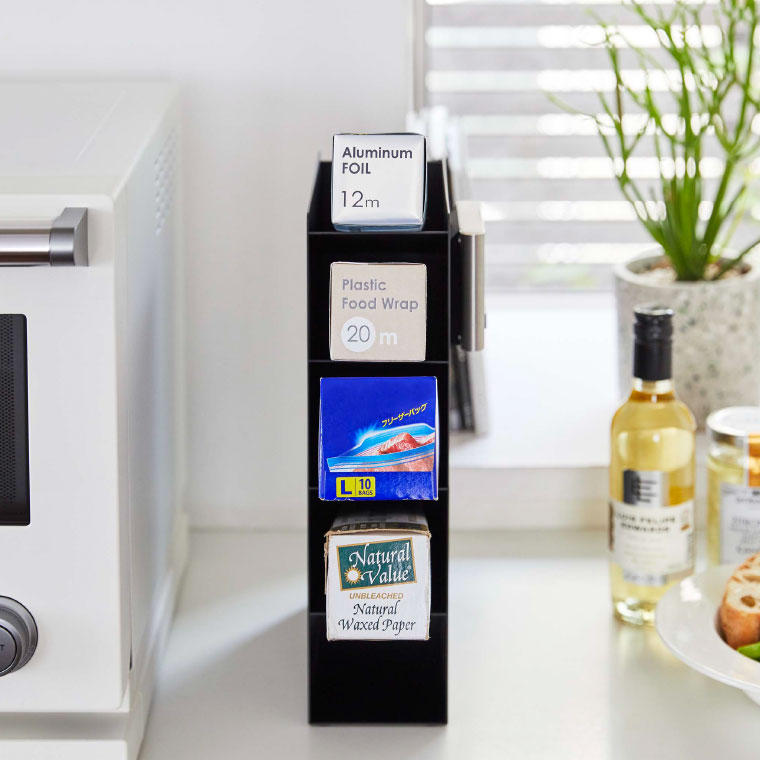 ラップスタンド４段 タワー 山崎実業 tower ホワイト/ブラック 4995 4996 タワーシリーズ