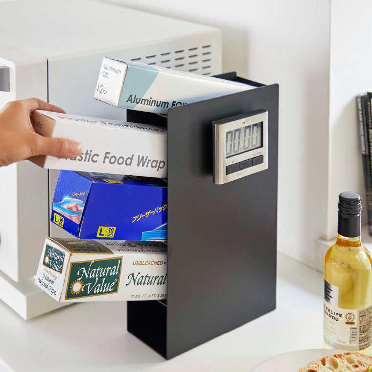 ラップスタンド４段 タワー 山崎実業 tower ホワイト/ブラック 4995 4996 タワーシリーズ