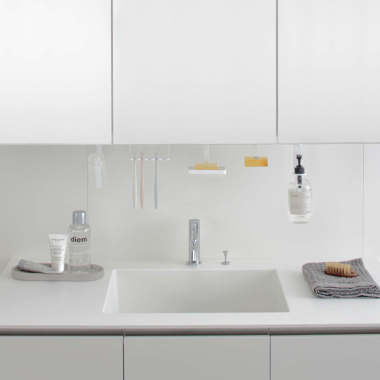 洗面戸棚下歯ブラシホルダー タワー 山崎実業 tower ホワイト/ブラック 5006 5007 タワーシリーズ