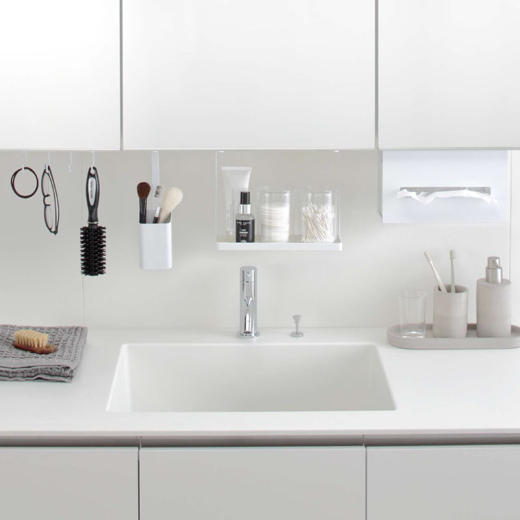 洗面戸棚下ペーパーボックスホルダー タワー 山崎実業 tower ティッシュケース ホワイト/ブラック 5010 5011 タワーシリーズ