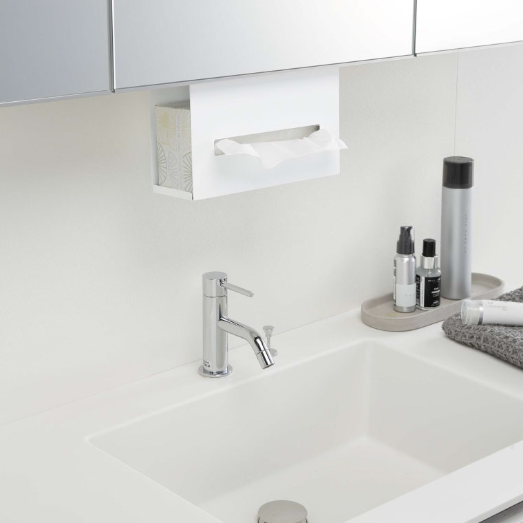 洗面戸棚下ペーパーボックスホルダー タワー 山崎実業 tower ティッシュケース ホワイト/ブラック 5010 5011 タワーシリーズ