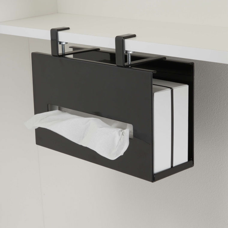 洗面戸棚下ペーパーボックスホルダー タワー 山崎実業 tower ティッシュケース ホワイト/ブラック 5010 5011 タワーシリーズ