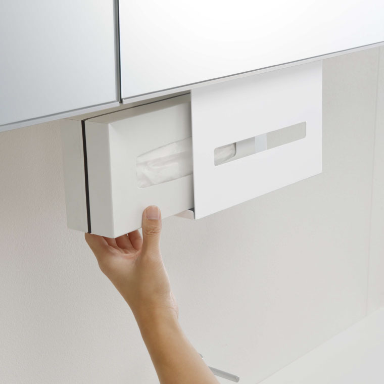 洗面戸棚下ペーパーボックスホルダー タワー 山崎実業 tower ティッシュケース ホワイト/ブラック 5010 5011 タワーシリーズ