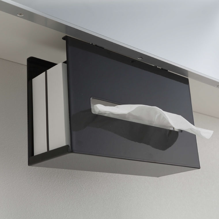 洗面戸棚下ペーパーボックスホルダー タワー 山崎実業 tower ティッシュケース ホワイト/ブラック 5010 5011 タワーシリーズ