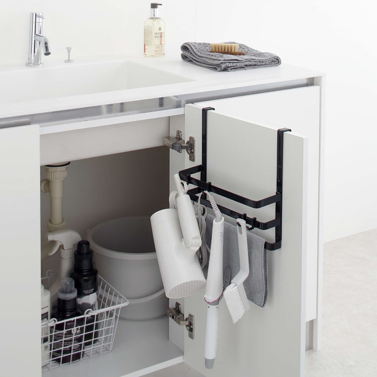 シンク扉ゴミ袋ホルダー タオルハンガー付き タワー 山崎実業 tower ホワイト/ブラック 5027 5028 タワーシリーズ