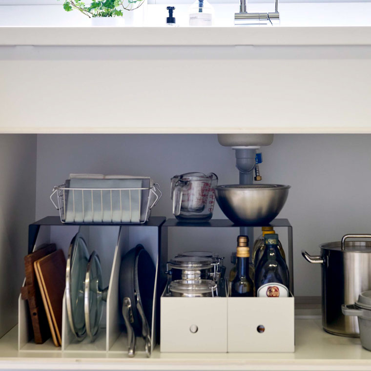 収納ボックス上ラック ２個組 タワー 山崎実業 tower コの字ラック ホワイト/ブラック 5037 5038 タワーシリーズ