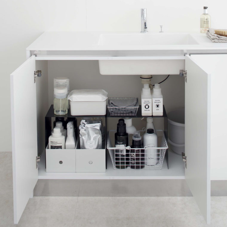 収納ボックス上ラック ２個組 タワー 山崎実業 tower コの字ラック ホワイト/ブラック 5037 5038 タワーシリーズ