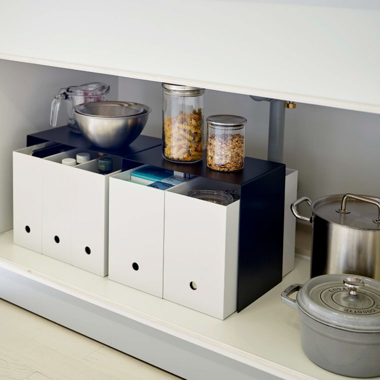 収納ボックス上ラック ２個組 タワー 山崎実業 tower コの字ラック ホワイト/ブラック 5037 5038 タワーシリーズ