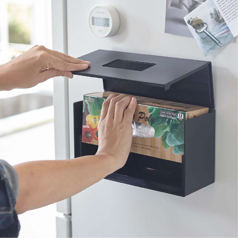 前から開くマグネットボックスホルダー Ｓ タワー 山崎実業 tower ホワイト/ブラック 5064 5065 タワーシリーズ