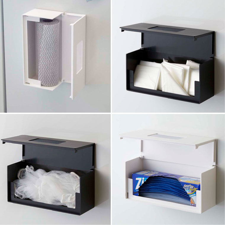 前から開くマグネットボックスホルダー Ｓ タワー 山崎実業 tower ホワイト/ブラック 5064 5065 タワーシリーズ