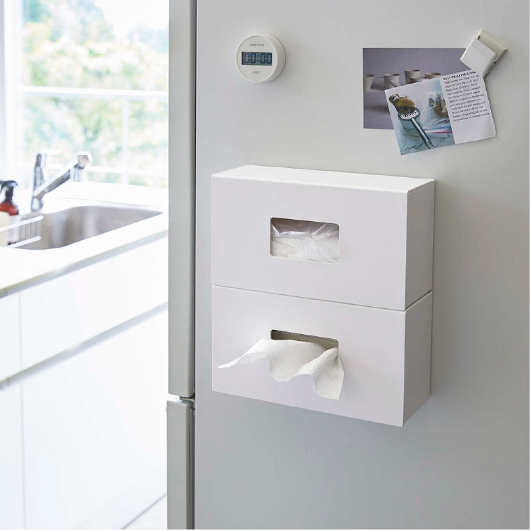 前から開くマグネットボックスホルダー Ｌ タワー 山崎実業 tower ホワイト/ブラック 5066 5067 タワーシリーズ