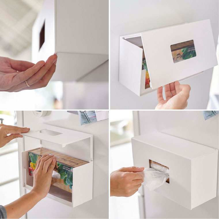 前から開くマグネットボックスホルダー Ｌ タワー 山崎実業 tower ホワイト/ブラック 5066 5067 タワーシリーズ