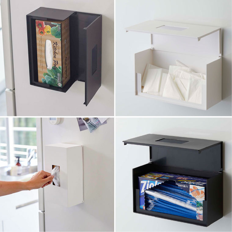 前から開くマグネットボックスホルダー Ｌ タワー 山崎実業 tower ホワイト/ブラック 5066 5067 タワーシリーズ