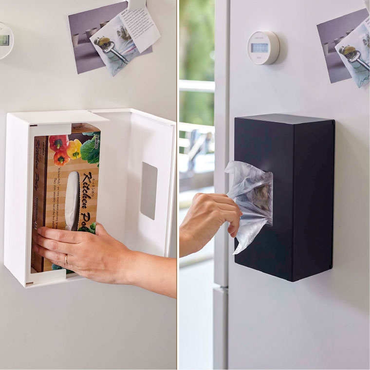 前から開くマグネットボックスホルダー Ｌ タワー 山崎実業 tower ホワイト/ブラック 5066 5067 タワーシリーズ