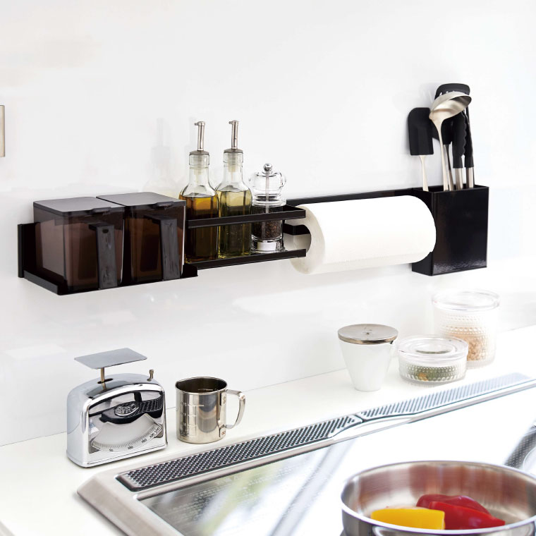 マグネットキッチンウォールバー ワイド タワー 山崎実業 tower ホワイト/ブラック 5104 5105 タワーシリーズ