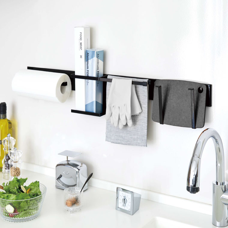 マグネットキッチンウォールバー ワイド タワー 山崎実業 tower ホワイト/ブラック 5104 5105 タワーシリーズ