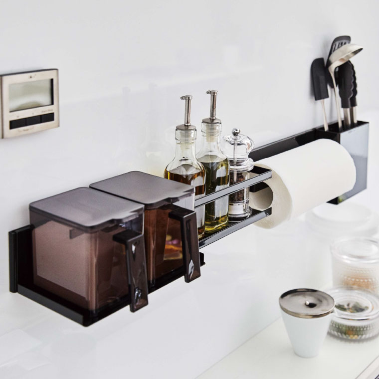 マグネットキッチンウォールバー ワイド タワー 山崎実業 tower ホワイト/ブラック 5104 5105 タワーシリーズ