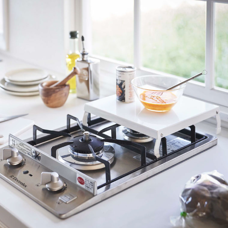 折り畳みガスコンロカバー タワー 山崎実業 tower ホワイト/ブラック 5109 5110 タワーシリーズ