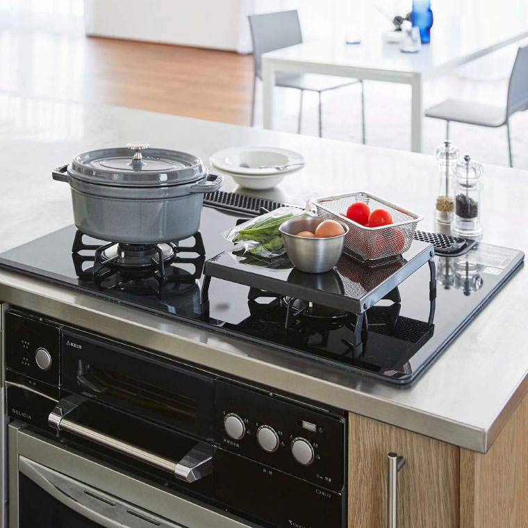 折り畳みガスコンロカバー タワー 山崎実業 tower ホワイト/ブラック 5109 5110 タワーシリーズ