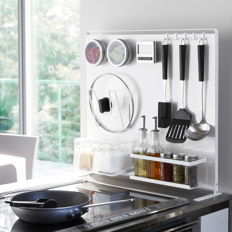 キッチン自立式スチールパネル 縦型 タワー 山崎実業 tower ホワイト/ブラック 5124 5125 タワーシリーズ