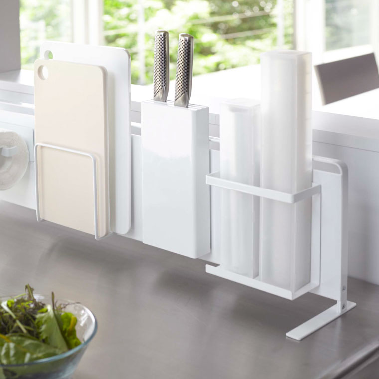 キッチン自立式スチールパネル 横型 タワー 山崎実業 tower ホワイト/ブラック 5126 5127 タワーシリーズ