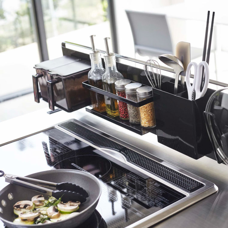 キッチン自立式スチールパネル 横型 タワー 山崎実業 tower ホワイト/ブラック 5126 5127 タワーシリーズ