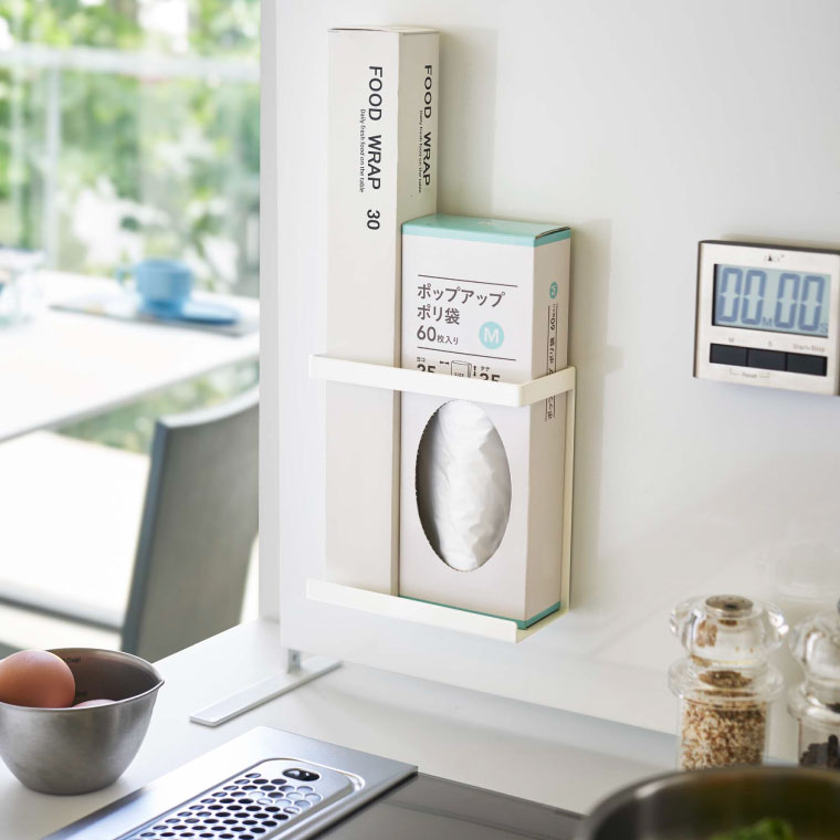 マグネットラップホルダー スリム タワー 山崎実業 tower ホワイト/ブラック 5144 5145 タワーシリーズ