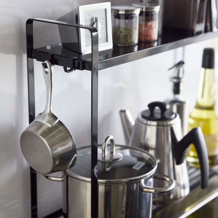 コンロ横ラック２段 タワー 山崎実業 tower ホワイト/ブラック 5150 5151 タワーシリーズ