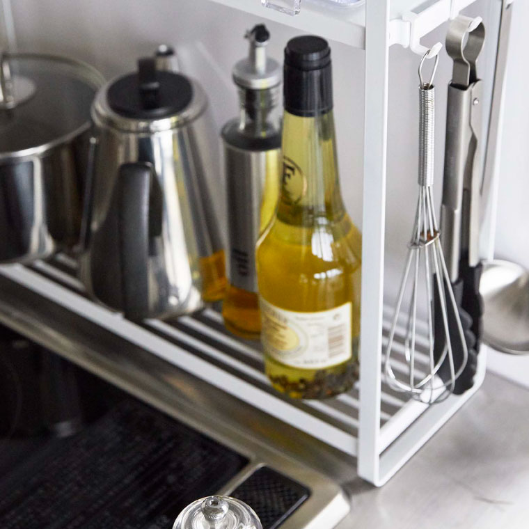 コンロ横ラック２段 タワー 山崎実業 tower ホワイト/ブラック 5150 5151 タワーシリーズ