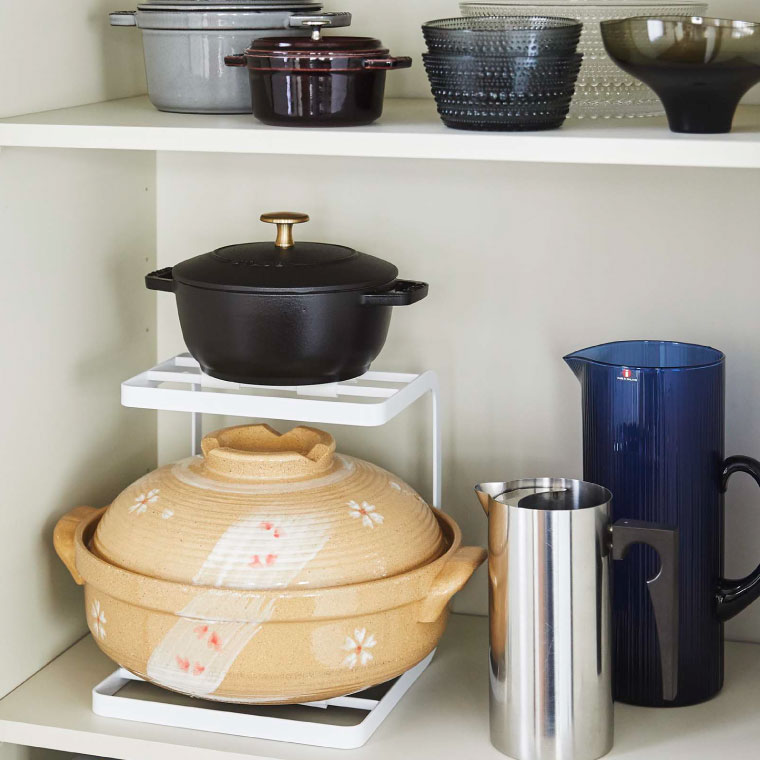 鍋スタンド2段 タワー 山崎実業 tower ホワイト/ブラック 5154 5155 タワーシリーズ