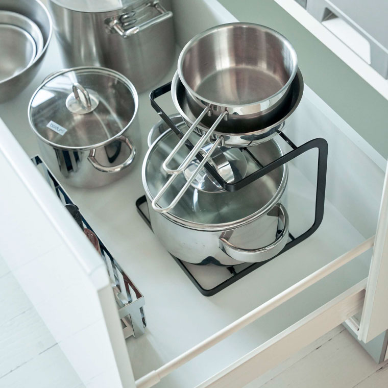 鍋スタンド2段 タワー 山崎実業 tower ホワイト/ブラック 5154 5155 タワーシリーズ