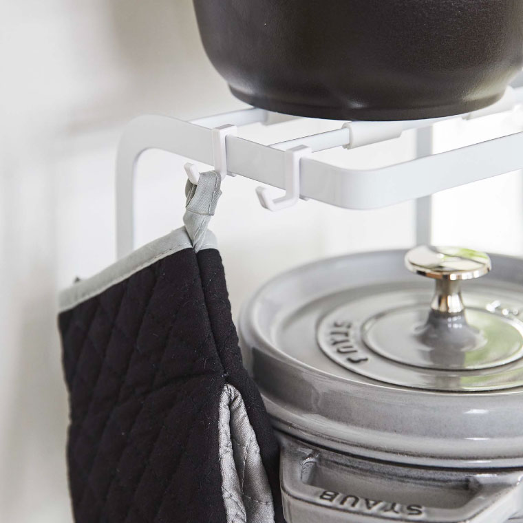 鍋スタンド2段 タワー 山崎実業 tower ホワイト/ブラック 5154 5155 タワーシリーズ