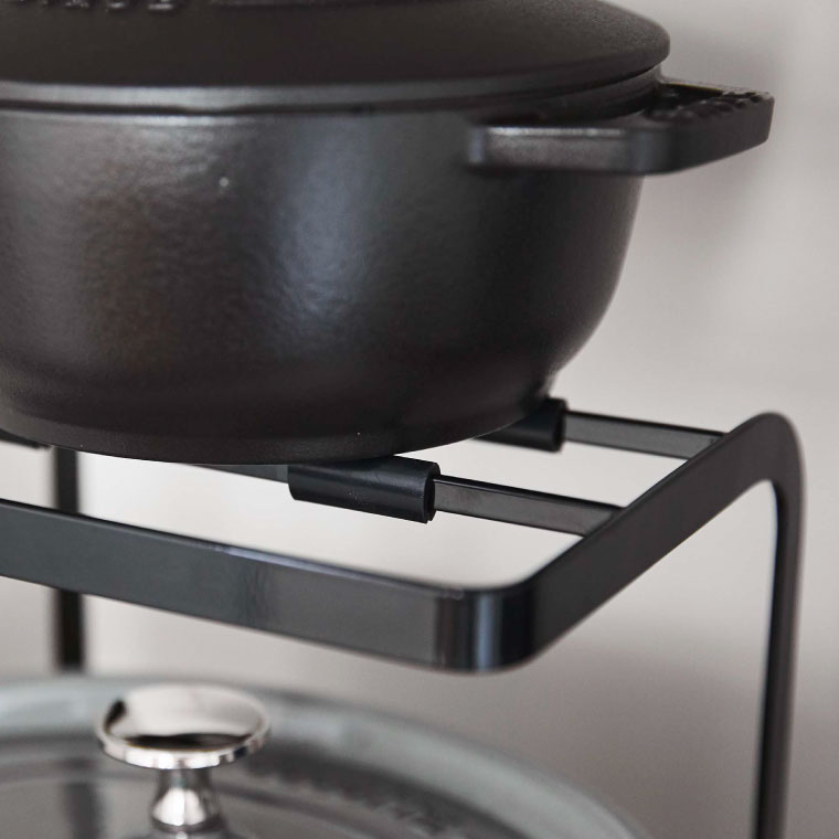 鍋スタンド2段 タワー 山崎実業 tower ホワイト/ブラック 5154 5155 タワーシリーズ