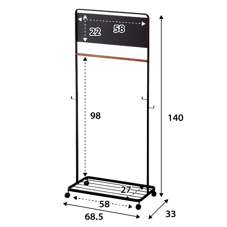 キッズパネル付きハンガーラック タワー 山崎実業 tower ホワイト/ブラック 5175 5176 タワーシリーズ