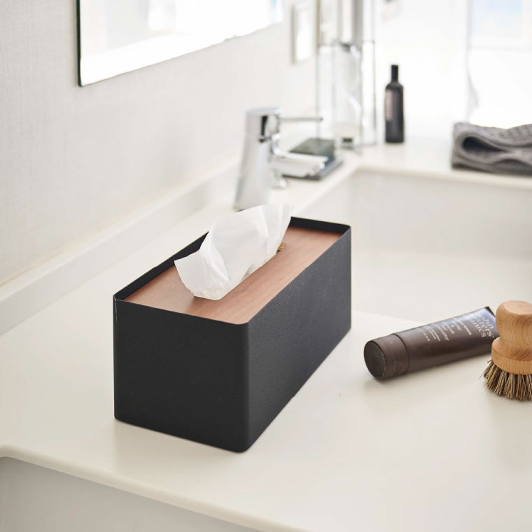 厚型対応蓋付きティッシュケース リン 山崎実業 RIN ブラウン/ナチュラル 5177 5178 タワーシリーズ