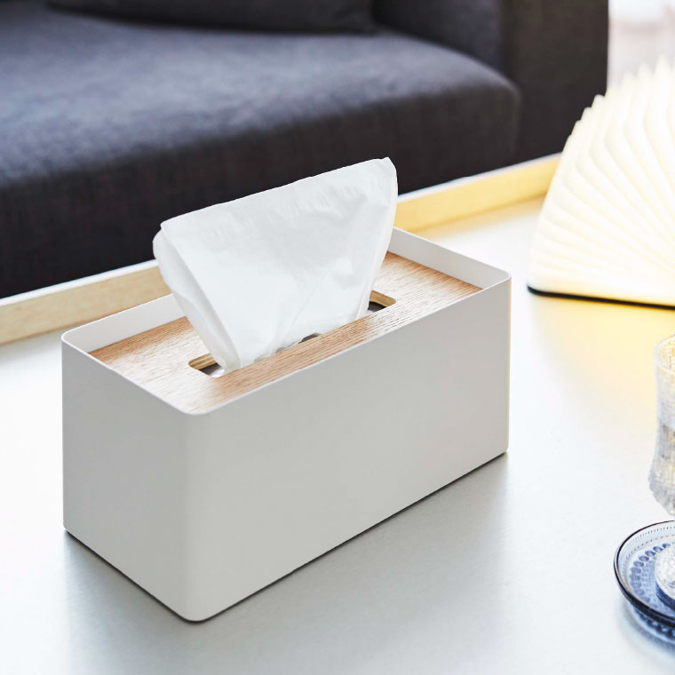 厚型対応蓋付きティッシュケース リン 山崎実業 RIN ブラウン/ナチュラル 5177 5178 タワーシリーズ