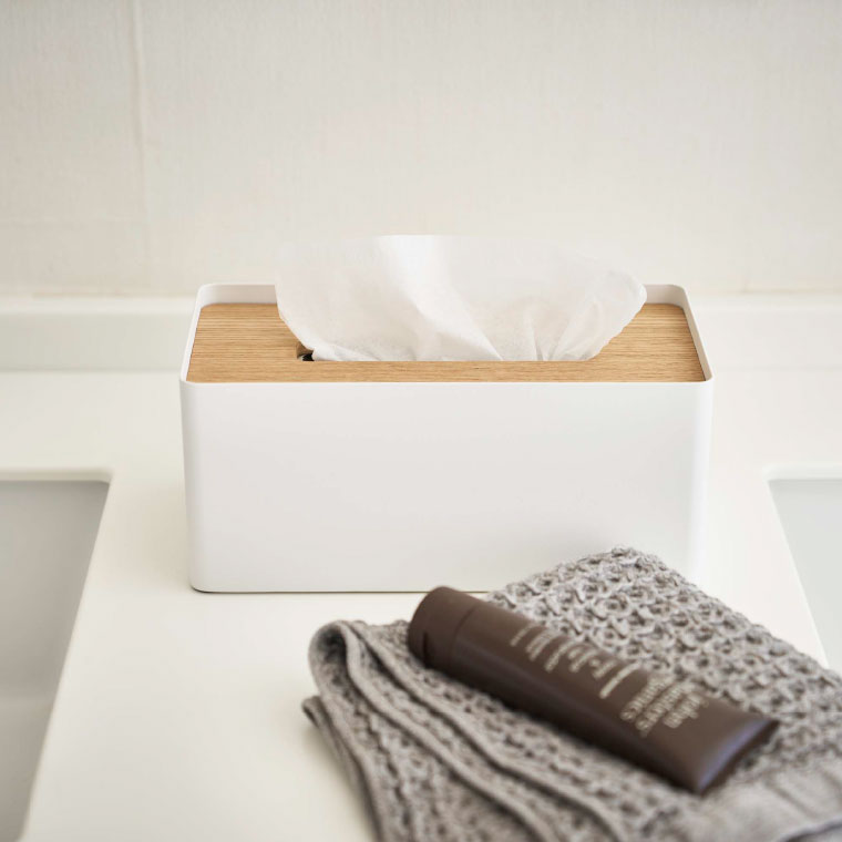 厚型対応蓋付きティッシュケース リン 山崎実業 RIN ブラウン/ナチュラル 5177 5178 タワーシリーズ