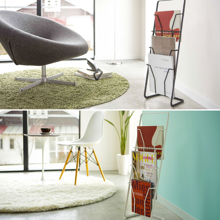 マガジンラック マガジンスタンド ４段 タワー 山崎実業 tower ホワイト/ブラック 6512 6513 タワーシリーズ