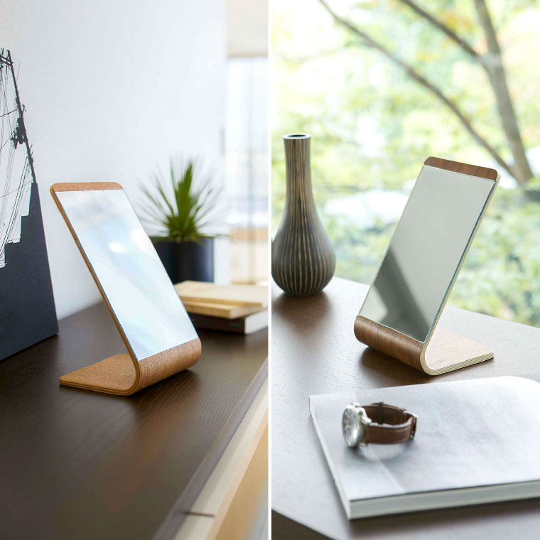 スタンドミラー リン 山崎実業 RIN 卓上ミラー ブラウン/ナチュラル 6737 7363 タワーシリーズ